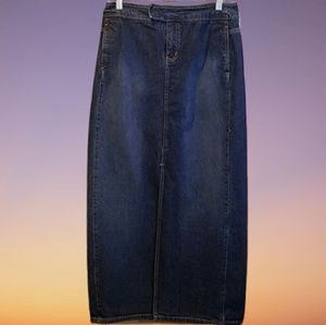 Denim Skirt with Front Slit